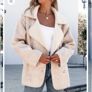 Ivory Faux Sherpa Jacket - Oversized